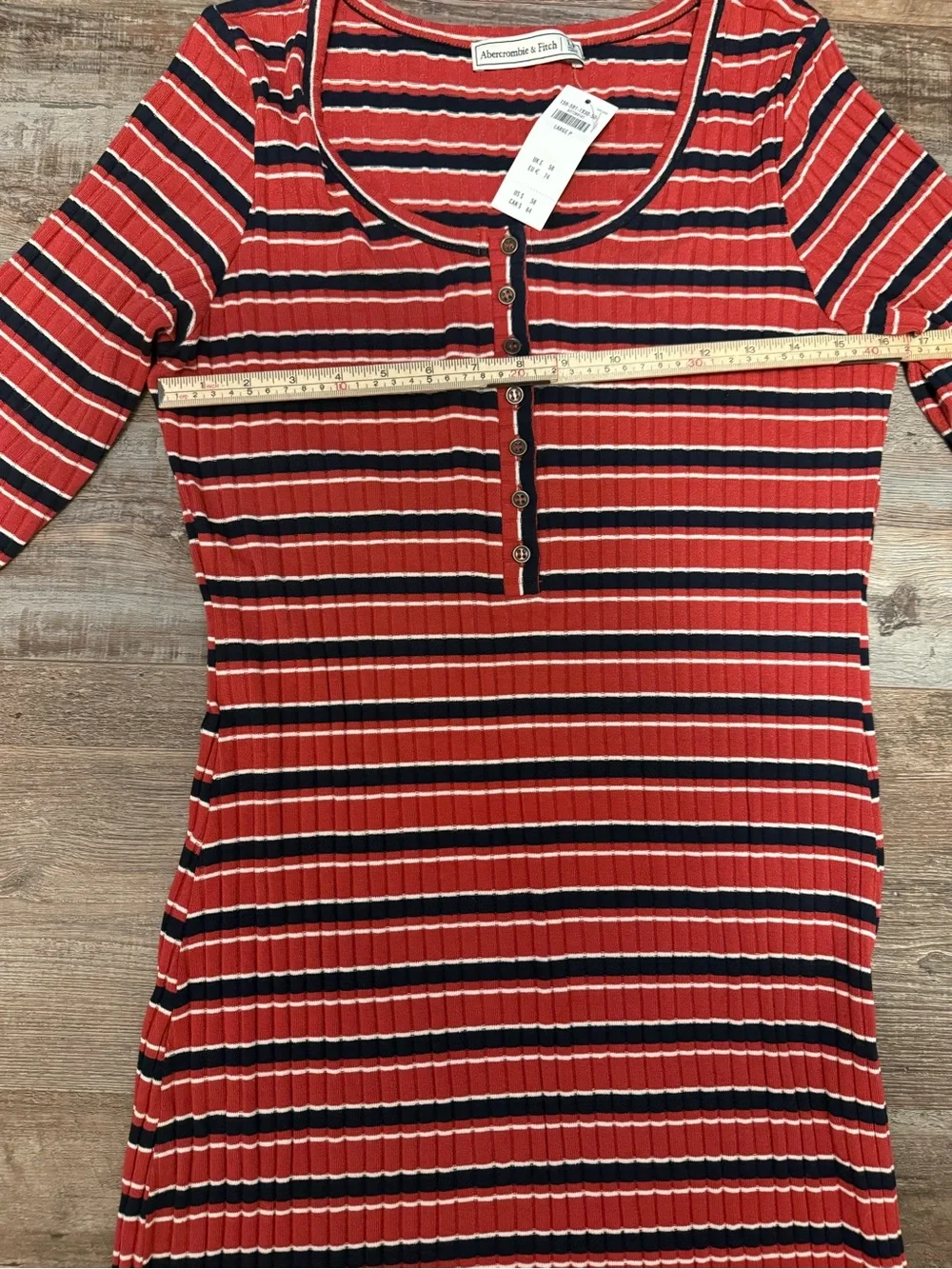 Abercrombie & Fitch Red Striped Ribbed Maxi Dress NWT Size LP